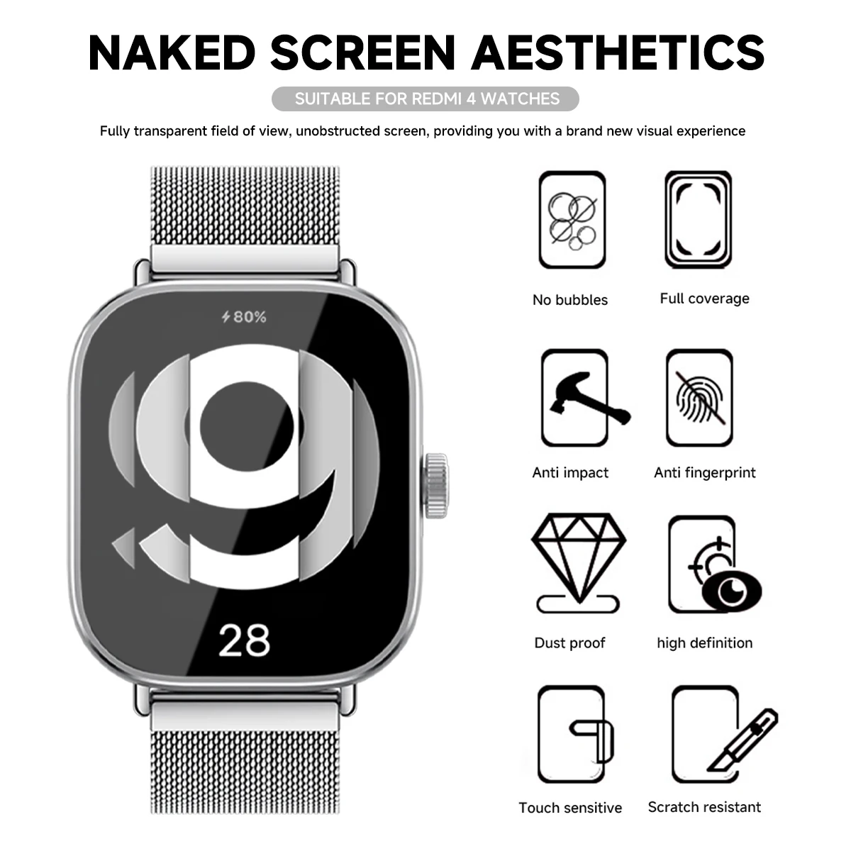 Xiaomi Redmi Watch 5および4用の強化ガラ - Smartwatch Screen Film のレビューと価格